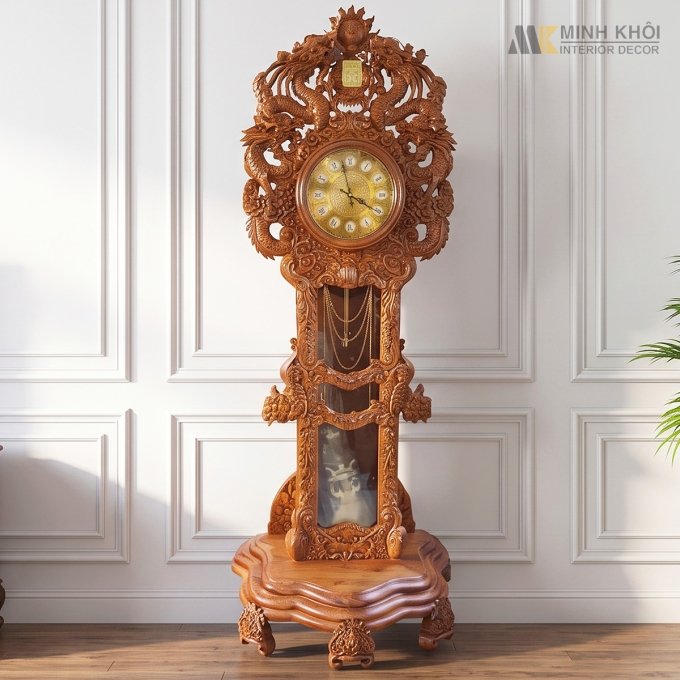 Đồng hồ trang trí phòng khách hình rồng lớn - DH117