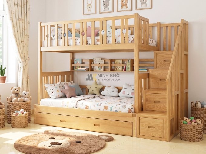Giường 2 Tầng Thông Minh Gỗ Sồi Cao Cấp - GT309
