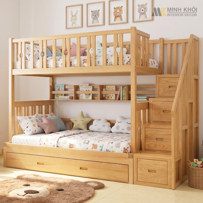 Giường 2 Tầng Thông Minh Gỗ Sồi Cao Cấp - GT309