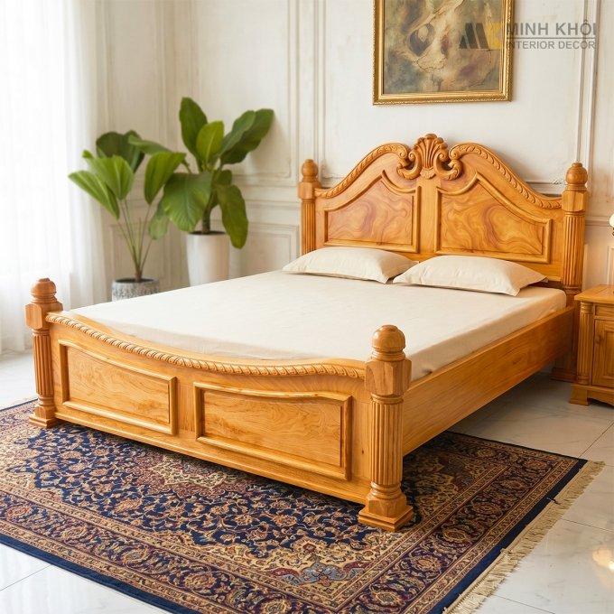 Giường Đẹp Gỗ Gõ Đỏ Cổ Điển Cao Cấp - GN435