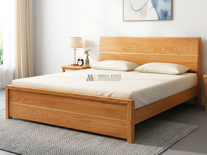 Giường Gỗ Sồi Đẹp Phong Cách Hiện Đại - GN1012