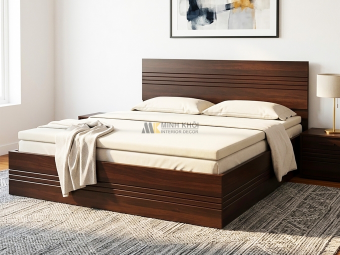 Giường Ngủ Hiện Đại Sọc Nâu Đen Socola - GN252