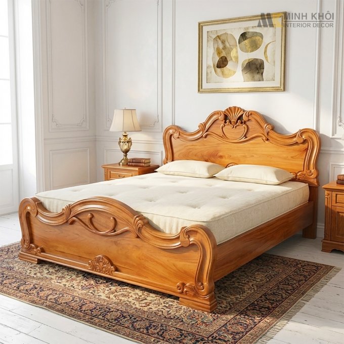 Giường Ngủ Cổ Điển Gỗ Gõ Đỏ Cao Cấp - GN442