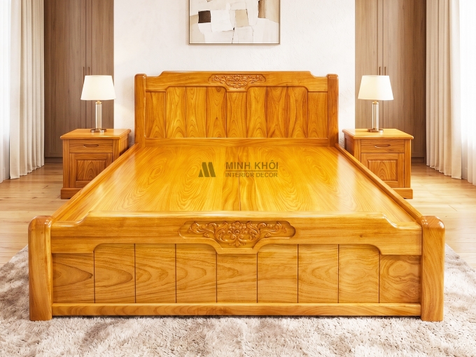 Giường Ngủ Đẹp Gỗ Gõ Đỏ Hiện Đại - GN1010