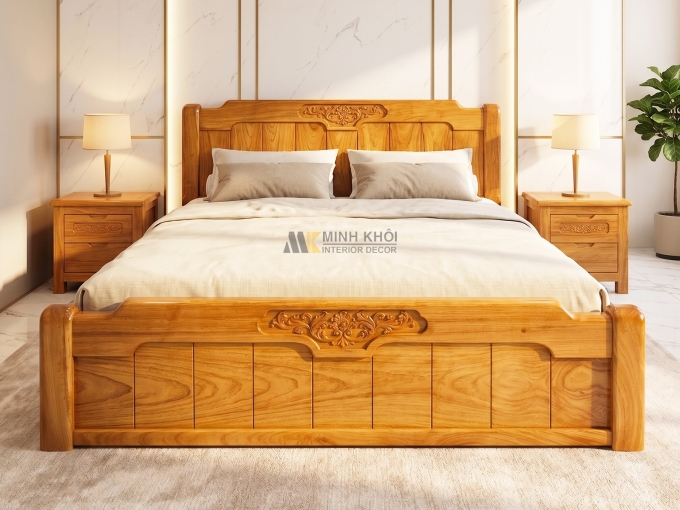 Giường Ngủ Đẹp Gỗ Gõ Đỏ Hiện Đại - GN1010