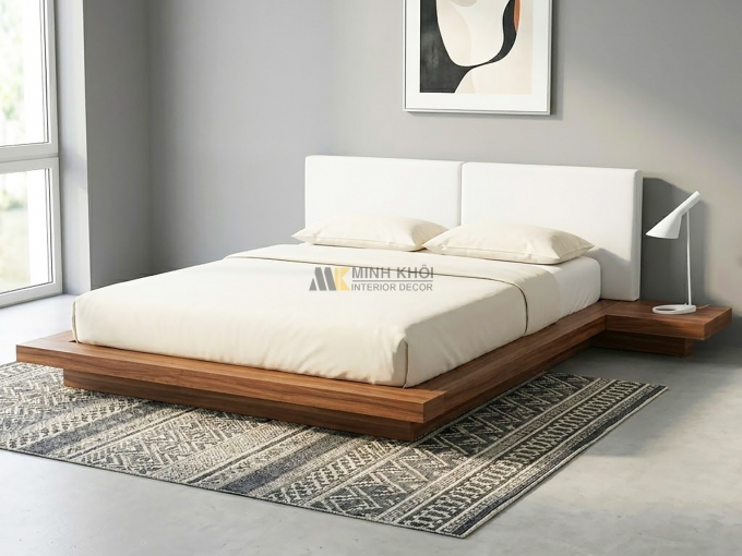 Giường Ngủ Đẹp Gỗ Sồi Kiểu Nhật - GN1006