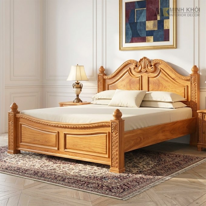 Giường Ngủ Gõ Đỏ Cổ Điển Cao Cấp - GN1054