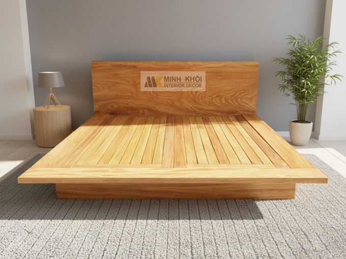 Giường Ngủ Gỗ Gõ Đỏ Kiểu Nhật Hiện Đại - GN432