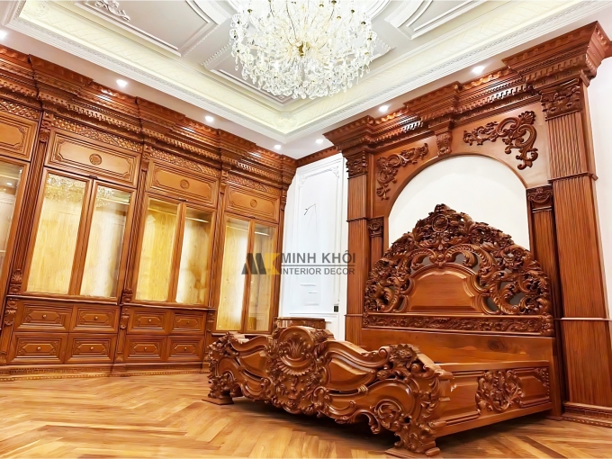 Giường Ngủ Gỗ Gõ Đỏ Tân Cổ Điển Đẳng Cấp - GN947