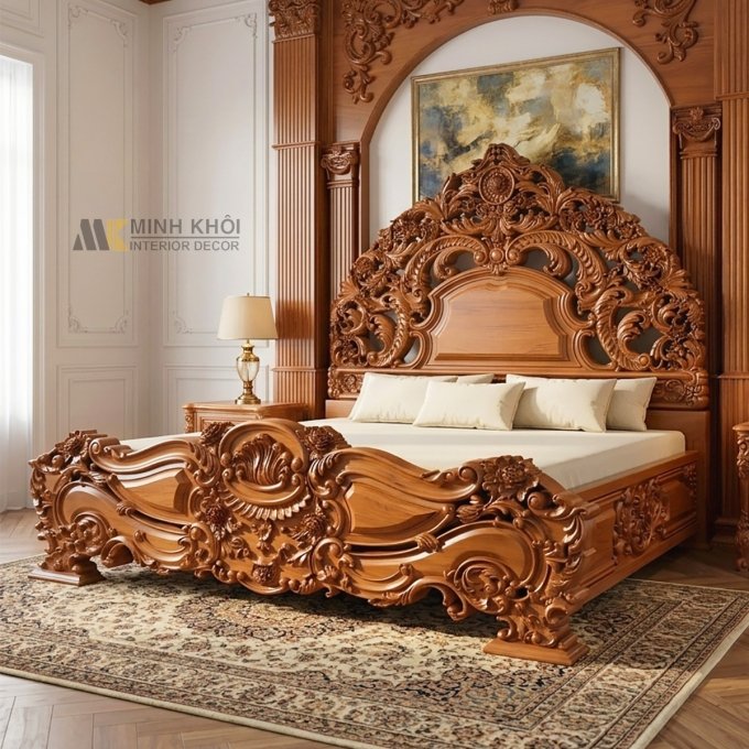 Giường Ngủ Gỗ Gõ Đỏ Tân Cổ Điển Đẳng Cấp - GN947