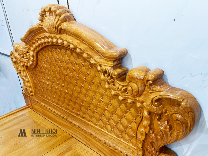 Giường Ngủ Gỗ Gõ Đỏ Tân Cổ Điển Hoa Mai – GN946
