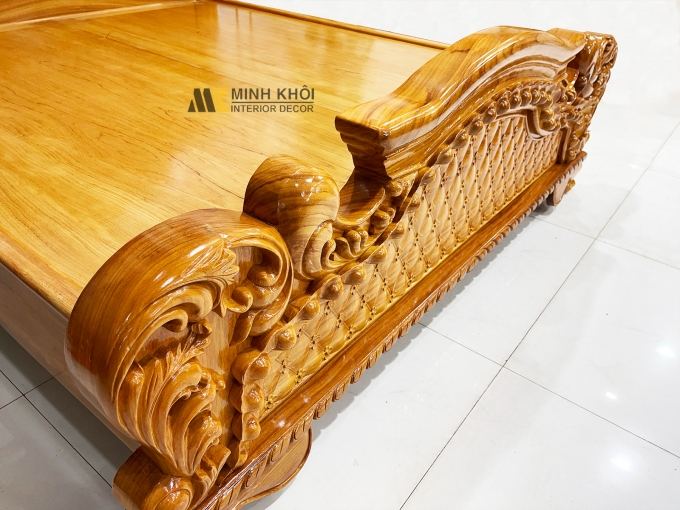 Giường Ngủ Gỗ Gõ Đỏ Tân Cổ Điển Hoa Mai – GN946