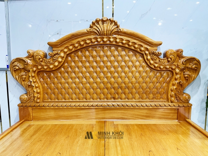 Giường Ngủ Gỗ Gõ Đỏ Tân Cổ Điển Hoa Mai – GN946
