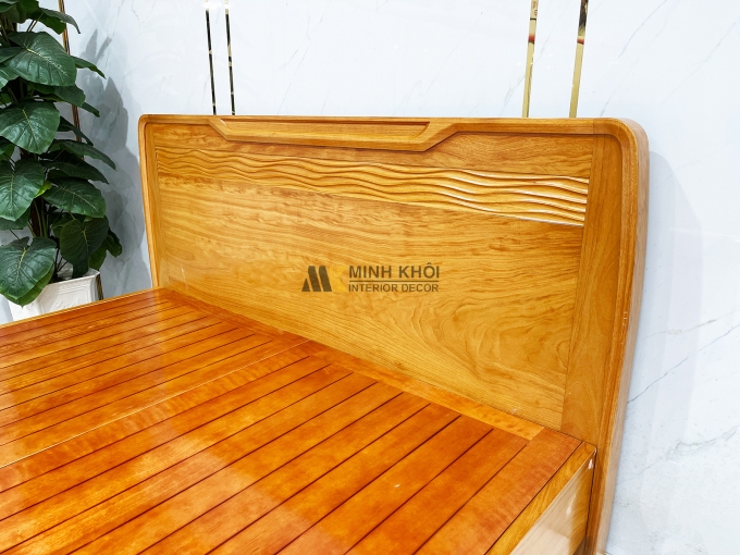 Giường Ngủ Gỗ Gõ Đỏ Thiết Kế Gợn Sóng Hiện Đại - GN431