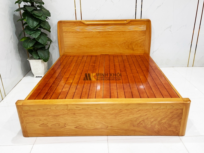 Giường Ngủ Gỗ Gõ Đỏ Thiết Kế Gợn Sóng Hiện Đại - GN431