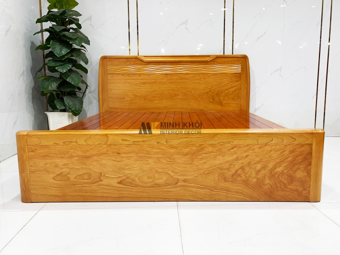 Giường Ngủ Gỗ Gõ Đỏ Thiết Kế Gợn Sóng Hiện Đại - GN431