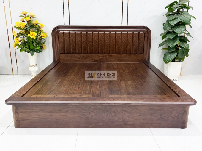 Giường Ngủ Gỗ Sồi Phủ Óc Chó Kiểu Nhật – GN952