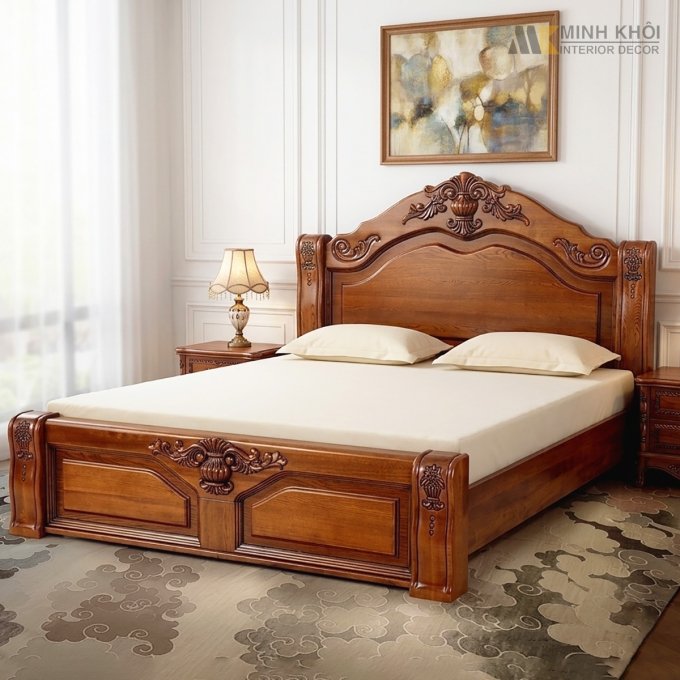 Giường Ngủ Gỗ Tự Nhiên Mun Đen Giá Rẻ - GN138