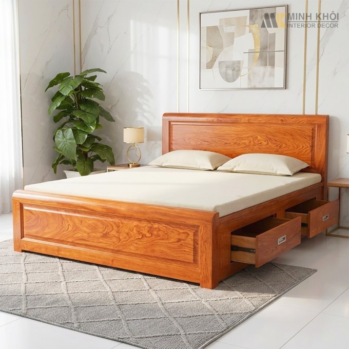 Giường Ngủ Long Khung Có Hộc Kéo - GN941