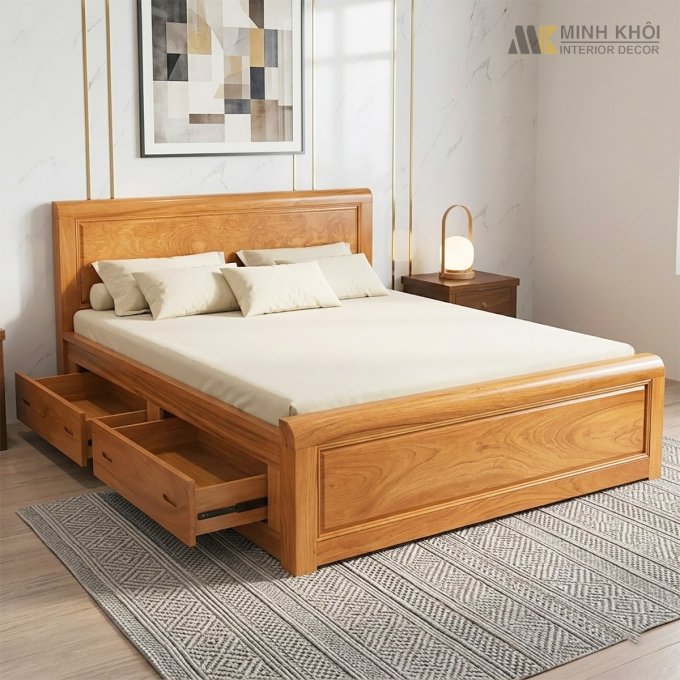Giường Ngủ Long Khung Có Hộc Kéo Tiện Lợi - GN354