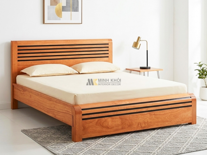 Giường Ngủ Phủ Gỗ Đinh Hương Đuôi Cong - GN1009