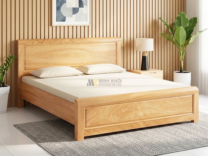 Giường Ngủ Phủ Gỗ Gõ Đỏ Long Khung - GN404