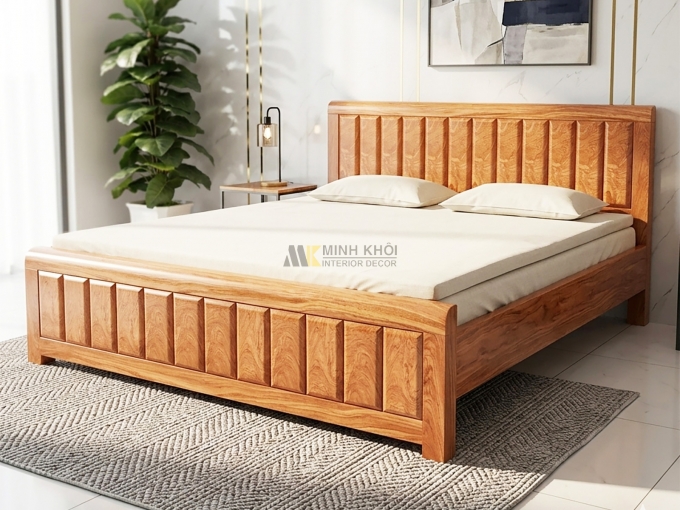 Giường Ngủ Phủ Gỗ Hương Đá Hiện Đại Cao Cấp - GN355