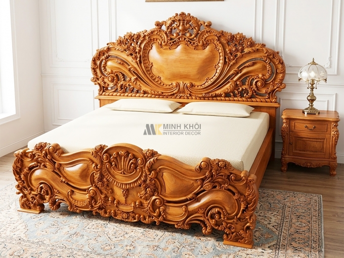 Giường Ngủ Tân Cổ Điển Gỗ Gõ Đỏ - GN268