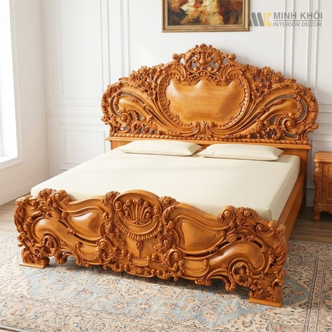 Giường Ngủ Tân Cổ Điển Gỗ Gõ Đỏ - GN268