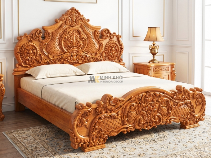 Giường Tân Cổ Điển Gõ Đỏ Đẳng Cấp - GN940