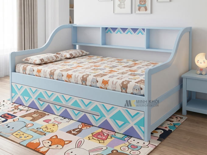 Giường Tầng Lùn Có Kệ Sách Tiện Dụng - FCH113