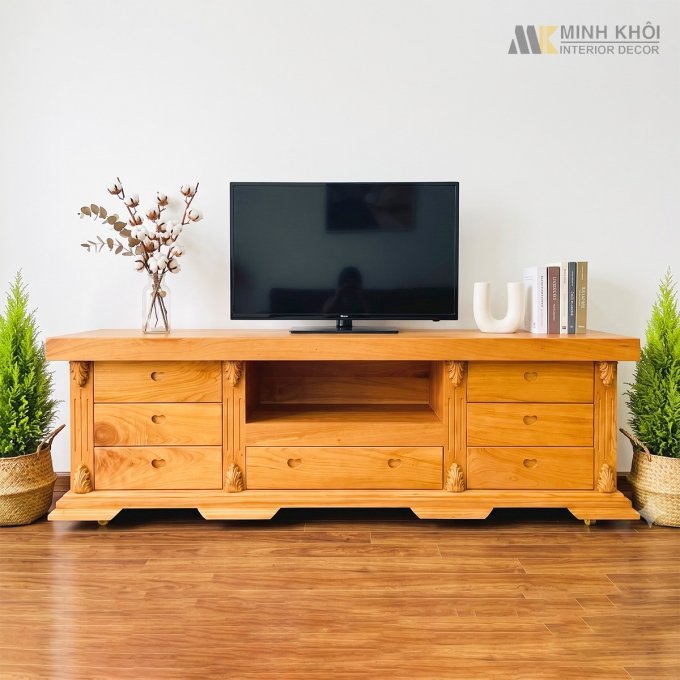 Kệ Tivi Đẹp Cao Cấp Gõ Đỏ Nguyên Tấm - KTV876
