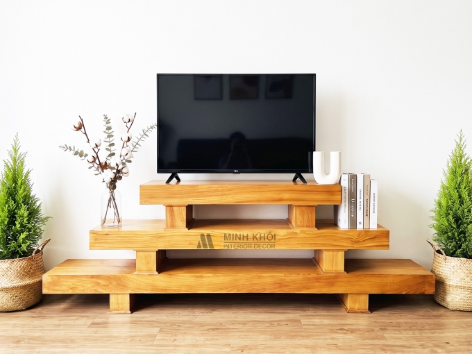 Kệ Tivi Gỗ Gõ Đỏ 3 Tầng Đẹp Hiện Đại - KTV935
