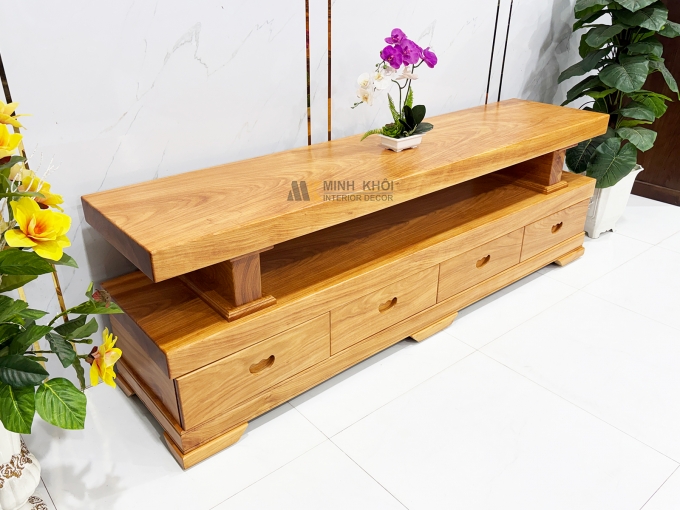 Kệ Tivi Gỗ Gõ Đỏ Nguyên Khối Mặt Dày 10cm - KTV950