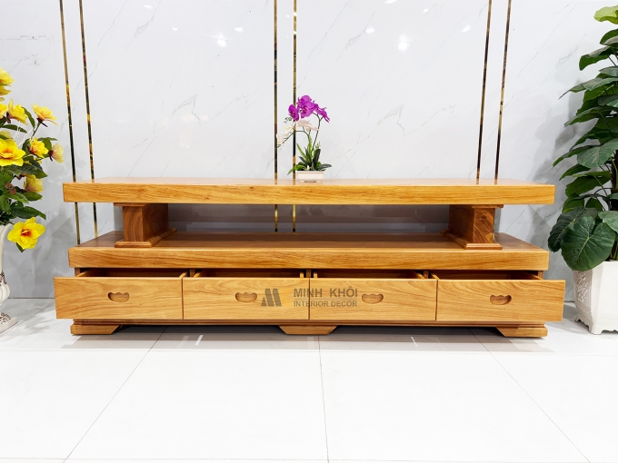 Kệ Tivi Gỗ Gõ Đỏ Nguyên Khối Mặt Dày 10cm - KTV950