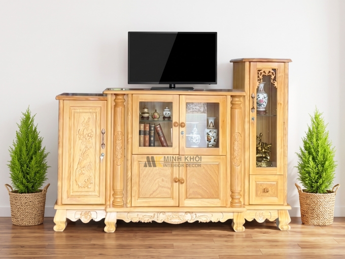 Kệ Tivi Gỗ Gõ Đỏ Tân Cổ Điển - KTV951
