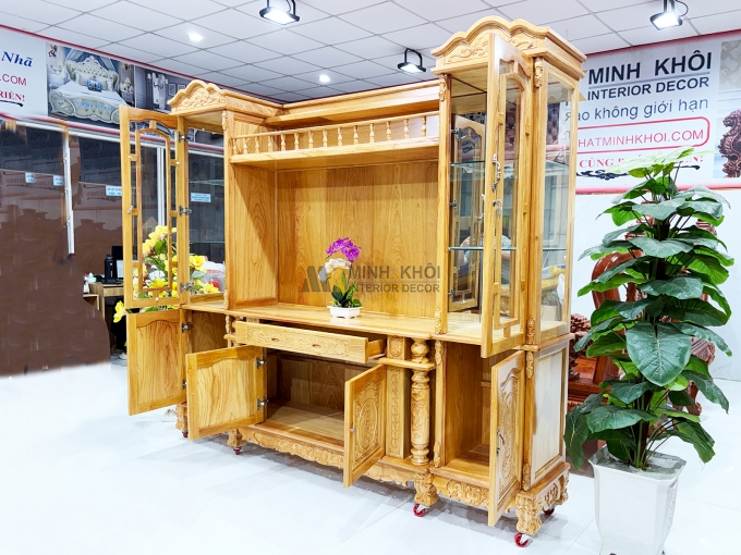 Kệ Tivi Gỗ Gõ Đỏ Tân Cổ Điển Đa Năng – KTV941