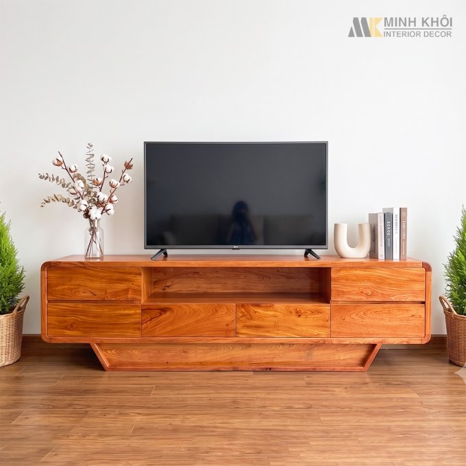 Kệ Tivi Gỗ Hương Đá Chân Thuyền Hiện Đại - KTV824