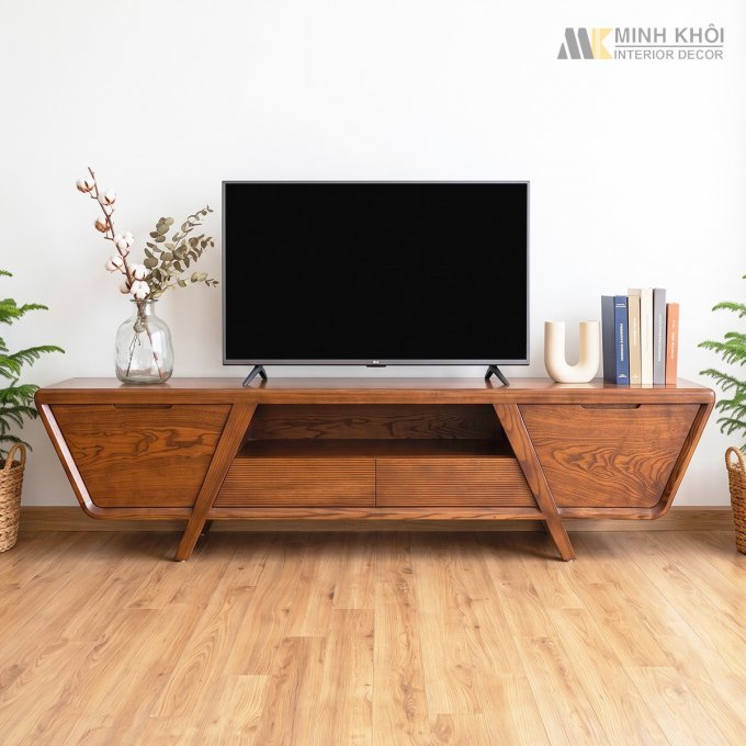 Kệ Tivi Gỗ Sồi Màu Óc Chó Hiện Đại - KTV822
