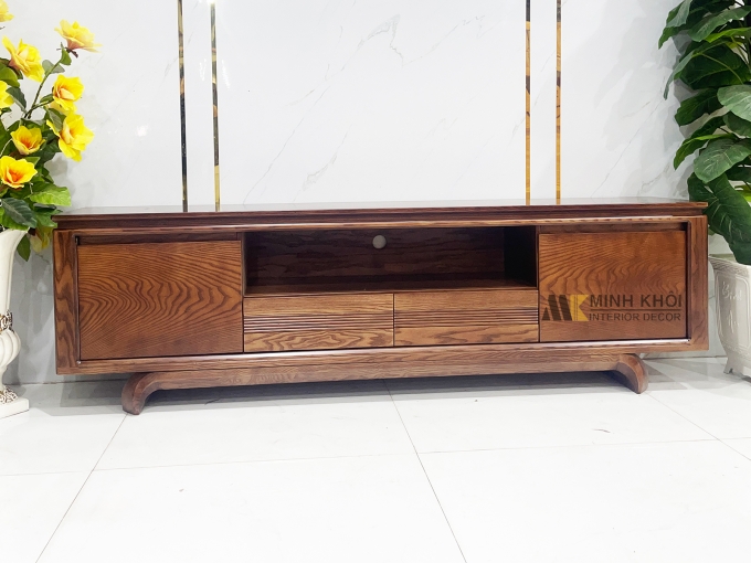 Kệ Tivi Gỗ Sồi Màu Óc Chó Hiện Đại - KTV916