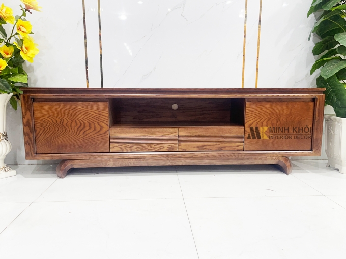 Kệ Tivi Gỗ Sồi Màu Óc Chó Hiện Đại - KTV916
