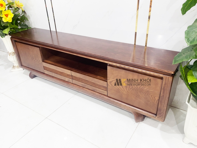 Kệ Tivi Gỗ Sồi Màu Óc Chó Hiện Đại - KTV916