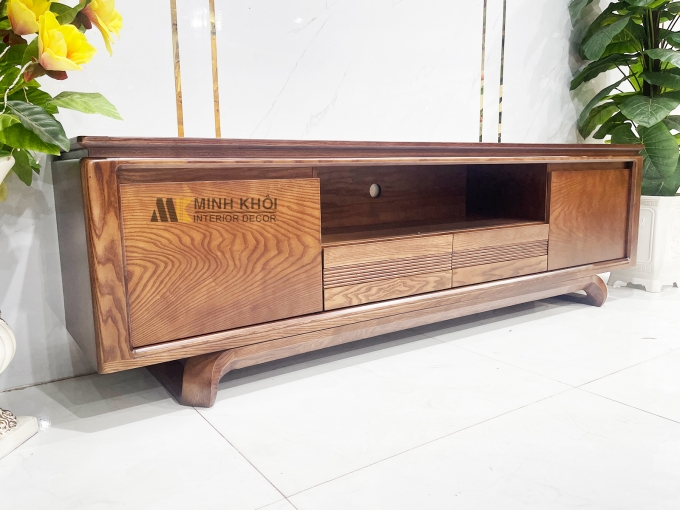 Kệ Tivi Gỗ Sồi Màu Óc Chó Hiện Đại - KTV916