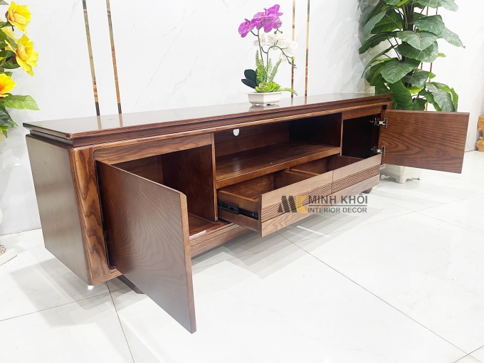 Kệ Tivi Gỗ Sồi Màu Óc Chó Hiện Đại - KTV916