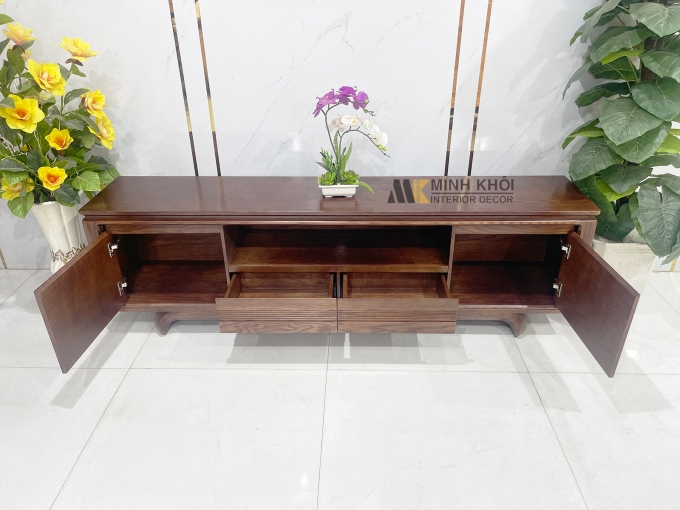 Kệ Tivi Gỗ Sồi Màu Óc Chó Hiện Đại - KTV916
