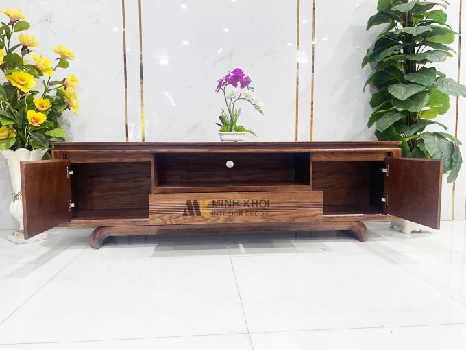 Kệ Tivi Gỗ Sồi Màu Óc Chó Hiện Đại - KTV916