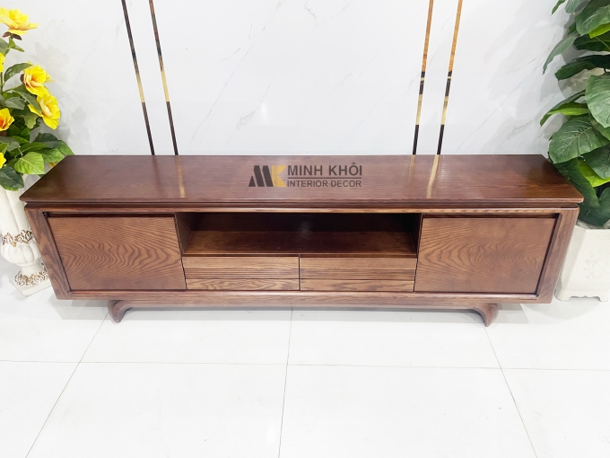 Kệ Tivi Gỗ Sồi Màu Óc Chó Hiện Đại - KTV916