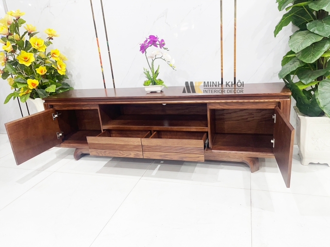 Kệ Tivi Gỗ Sồi Màu Óc Chó Hiện Đại - KTV916