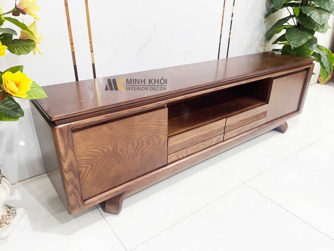 Kệ Tivi Gỗ Sồi Màu Óc Chó Hiện Đại - KTV916