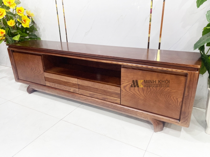 Kệ Tivi Gỗ Sồi Màu Óc Chó Hiện Đại - KTV916
